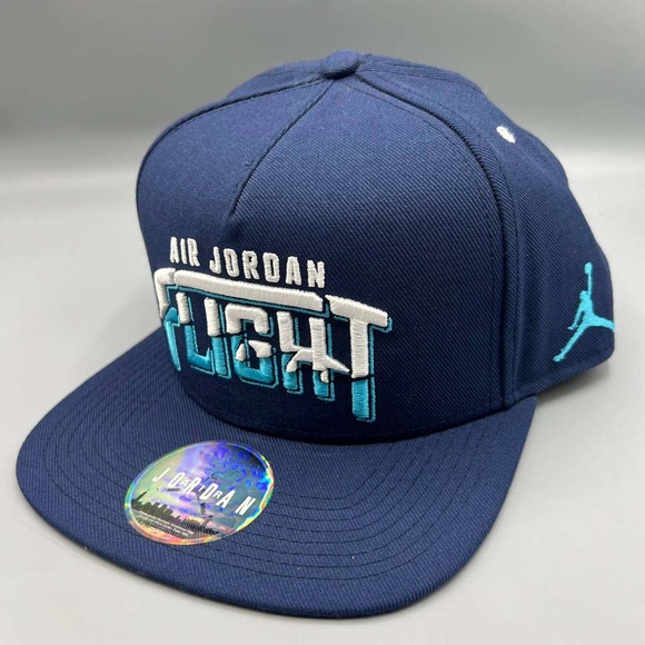 Air Jordan Flight Hat Men Blue Embroidered Logo‎ Jumpman Snap Back Cap